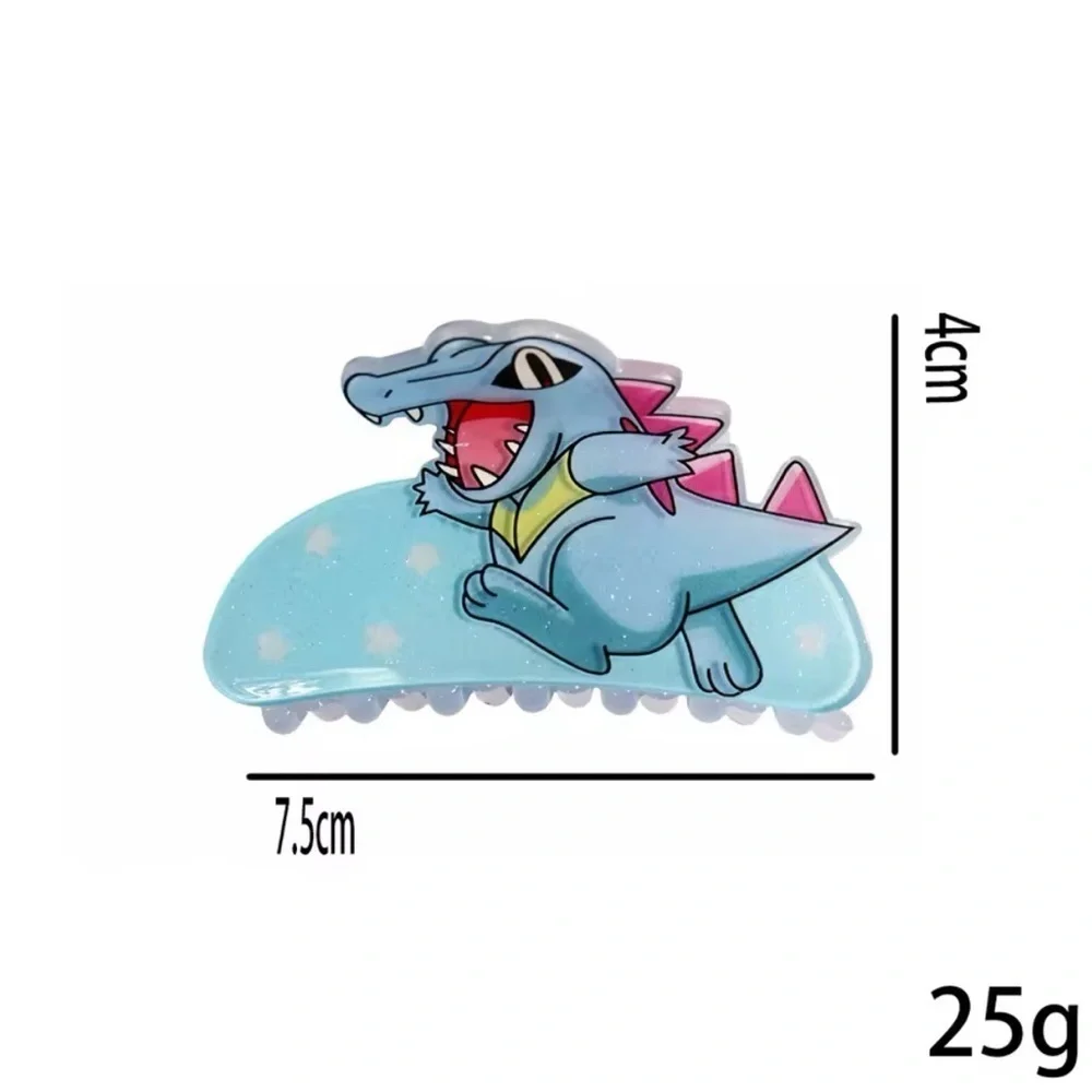 3 For $35 Pokemon Totodile Hair Claw Acrylic Acetate Hair Clip Accessories